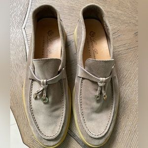 Loro Piana Summer Charms Walk Suede Moccasins Size 6 1/2 -Color Sandstone- Tan